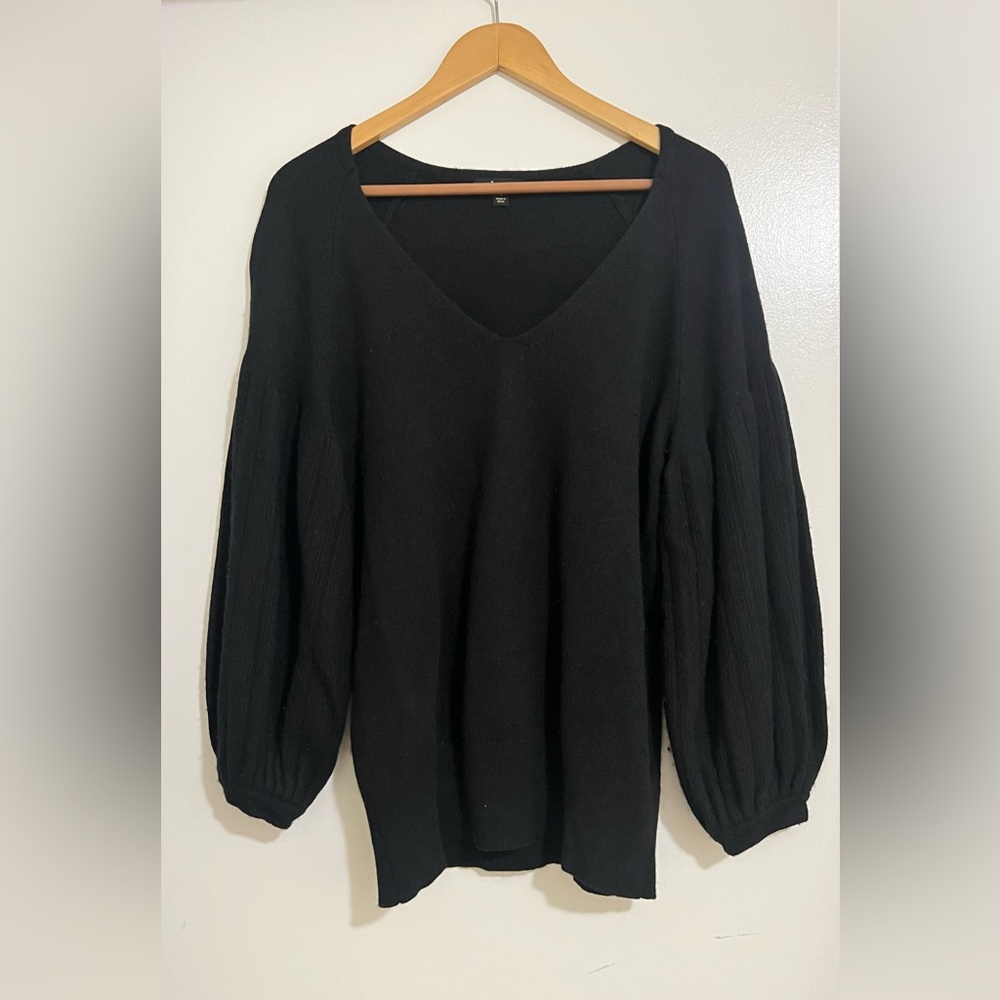 Ella Moss Wool Blend Pullover Sweater Balloon Sleeve